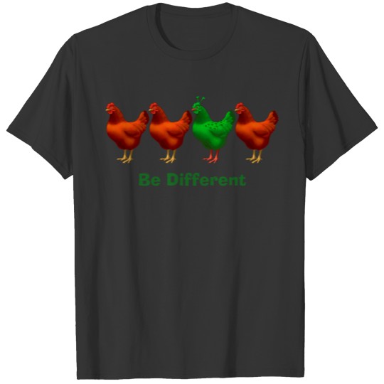 Funny Be Different Green Martian Alien Chicken T-shirt