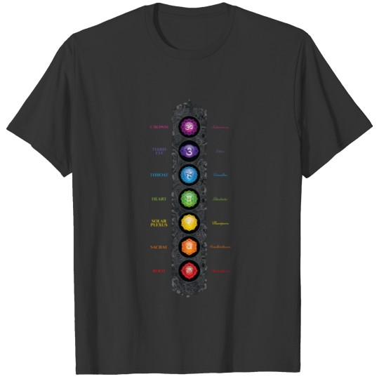 7 Chakra Symbols & Names T-shirt