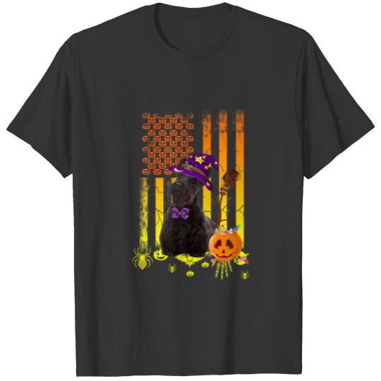 Scottish Terrier Dog Pumpkin American Flag Hallowe T-shirt