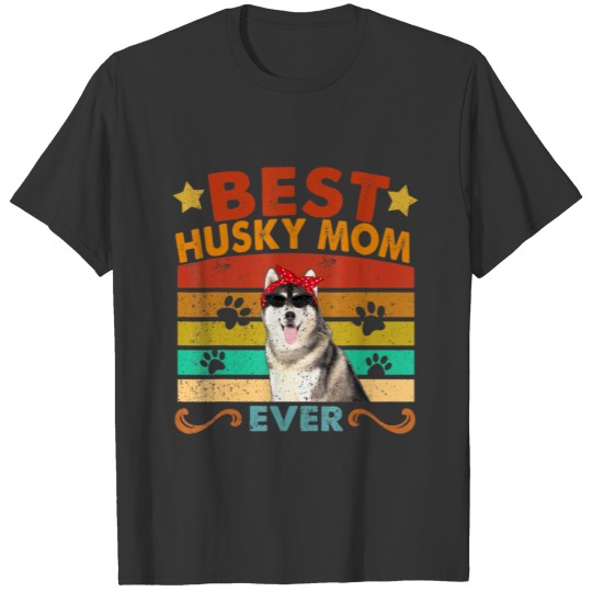 Vintage Best Husky Dog Mom Ever Dog T-shirt