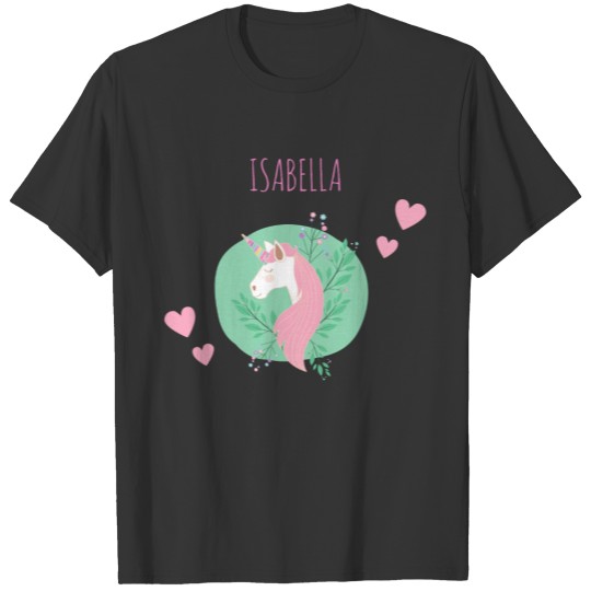 Magical Unicorn Pink and Teal with Name T-shirt