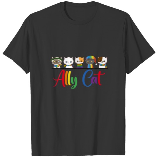 Funny Ally Cat, Ally Cat, Gay Pride Kitty Allies L T-shirt