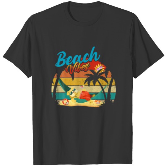 Bulldog Beach Vibes Retro Summer Vacation Sunset P T-shirt