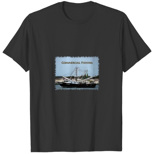 Commercial Fishing Black Trawler Logo T-shirt