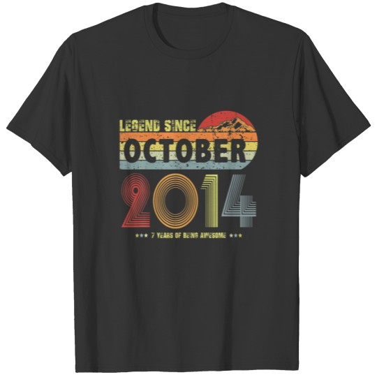 7Th Birthday Legend Since October 2014 Vintage 7 Y T-shirt