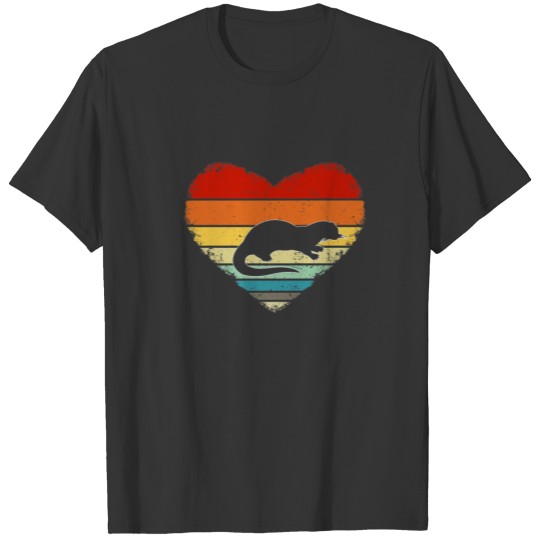 Vintage Heart Otter Animal Lovers Retro Valentines T-shirt
