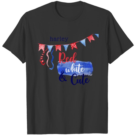 Red White and Cute Personalized 4th of July T-shirt