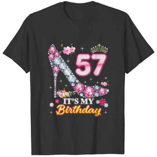 57 Years Old It's My 57Th Birthday Pink Diamond Sh T-shirt