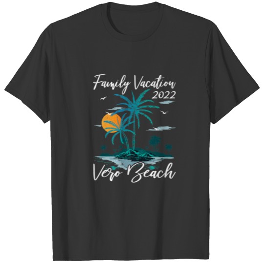 Retro Sunset Family Vacation 2022 Florida Vero Bea T-shirt