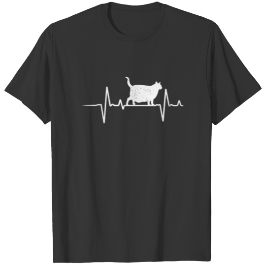 Chonk Cat Lover Gift Heartbeat Chunky Fat Cat T-shirt
