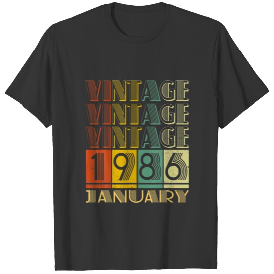 36Th Birthday 36 Years Old Decoration Vintage Janu T-shirt