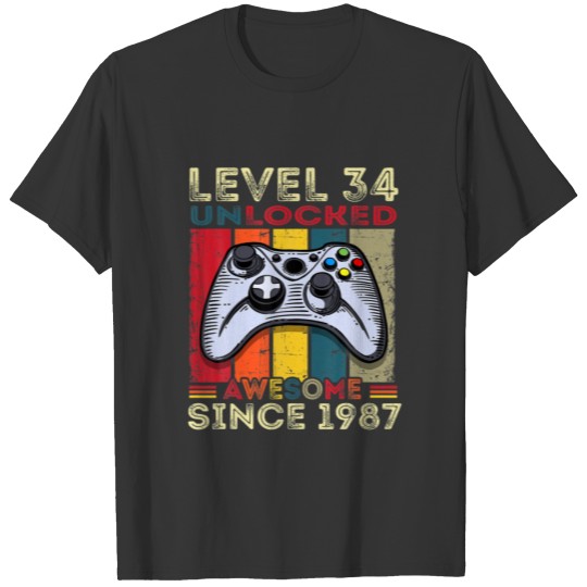 Retro 33Rd Bday Gamer Level 33 Unlocked Awesome Si T-shirt