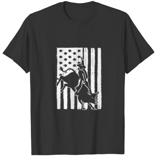 USA American Flag Cowboy Theme Bull Riding Rodeo L T-shirt