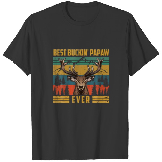 Mens Vintage Best Buckin' Papaw Ever Costume Deer T-shirt