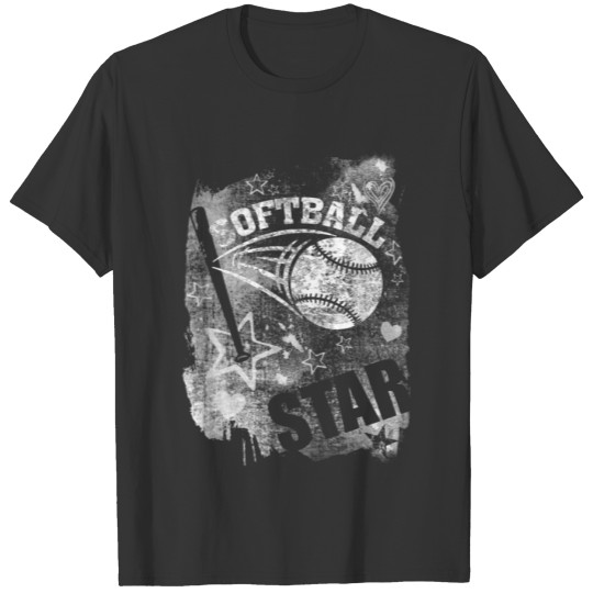 Softball Star, Black Grunge Softball T-shirt