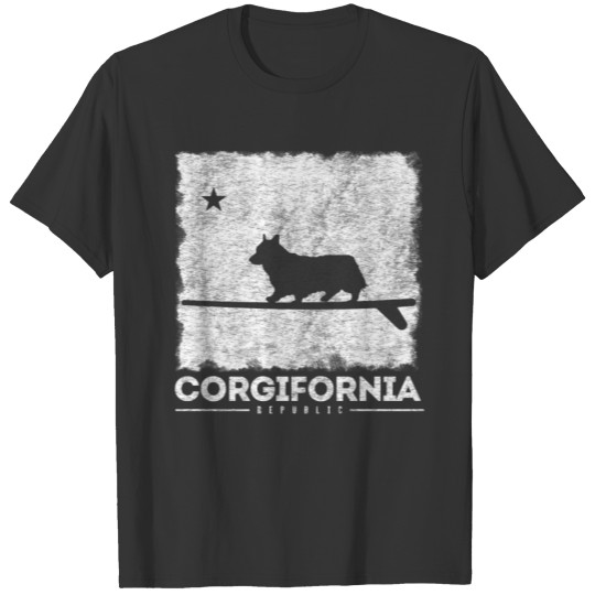 California Corgifornia Corgi Surfboard T-shirt