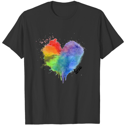 Rainbow Splatter Heart Logo love t T-shirt