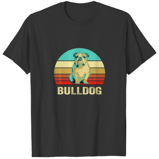 Vintage Retro Style Sunset Bulldog T-shirt