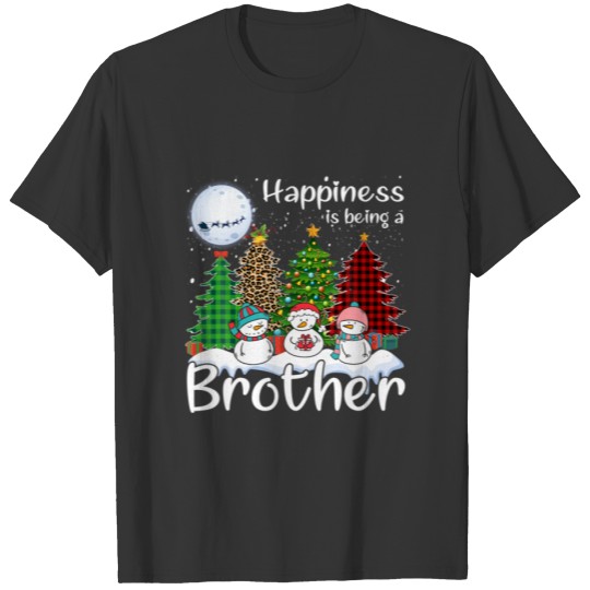 Happiness Is Being A Brother Christmas Tree Leopar T-shirt