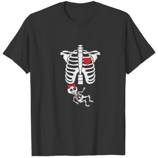 Funny Halloween Pregnancy Skeleton Baby Gir Pregna T-shirt