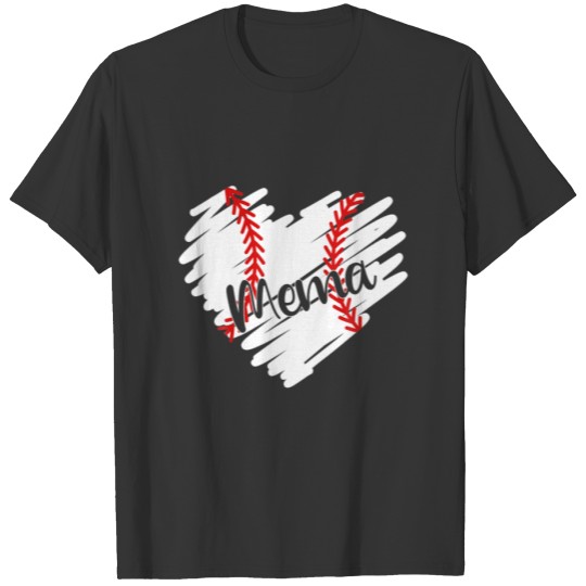 Baseball Mema Heart Ball Funny Proud Mema Mother's T-shirt
