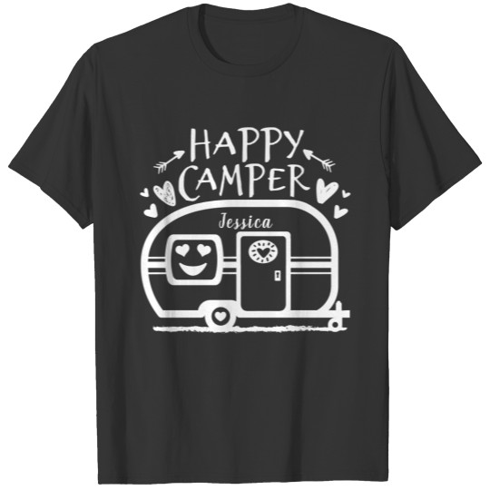 Custom Rustic Camping Happy Camper RV T-shirt
