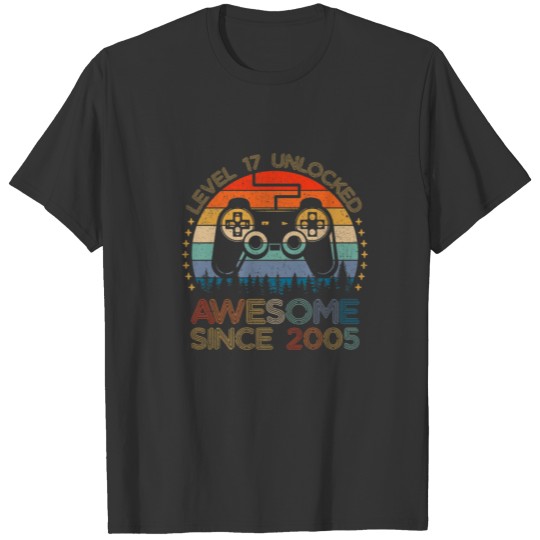 Vintage Level 17 Unlocked Awesome Since 2005 17Th T-shirt