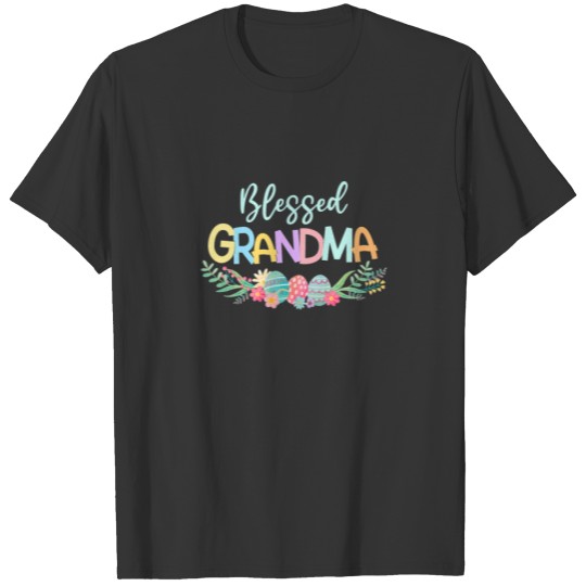 Womens Dy Blessed Grandma Egg Hunting Easter Grand T-shirt