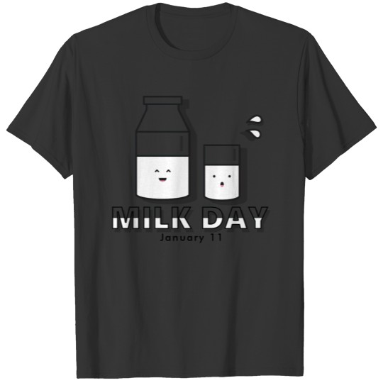 Milk Day, cute kawaii milk glass and bottle T-shirt