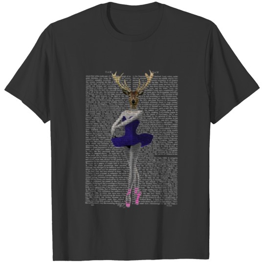 Ballerina Deer in Blue T-shirt