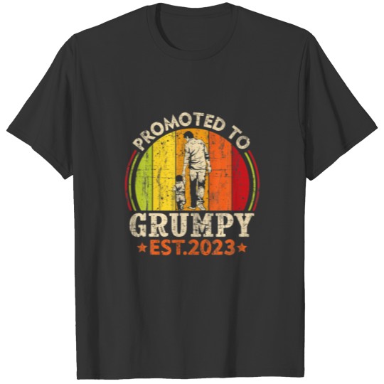 Mens Promoted To Grumpy Est 2023 Retro Vintage Fir T-shirt