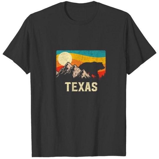 Texas Nature Wild Bear Retro Sunset Hiking T-shirt