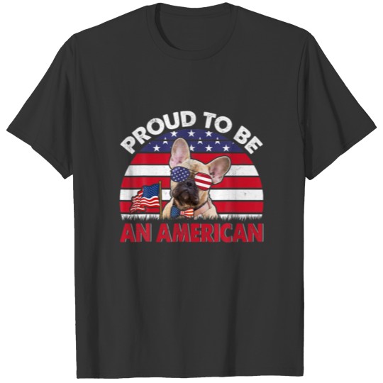 French Bulldog American Proud Funny American Flag T-shirt