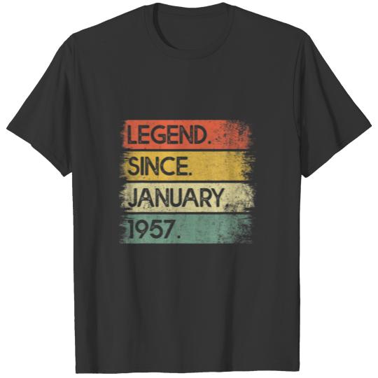 Legend January 1957 65Th Birthday Decorations 65 Y T-shirt