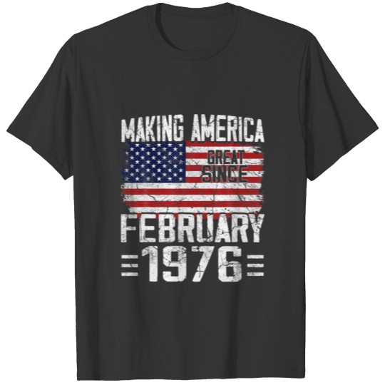46Th Birthday Gift February 1976 American Flag 46 T-shirt