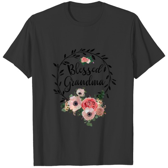 Blessed Grandma For Women Flower Decor Grandma T-shirt