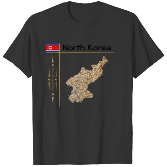 North Korea Map + Flag + Title T-shirt