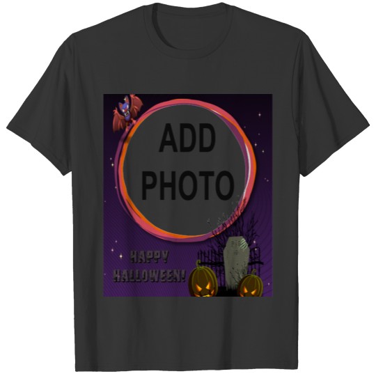 Bat, Jack o' Lanterns, Tombstone, Add Photo Frame T-shirt