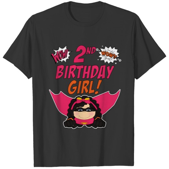2nd Birthday Girl Comic Book Superhero Theme T-shirt