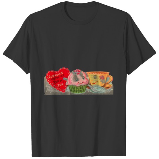 Vintage Retro Cupcake And Teacup Valentine's Day T-shirt