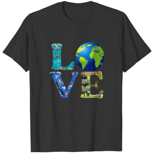 Womens Love World Earth Day 2022 Animal Environ T-shirt