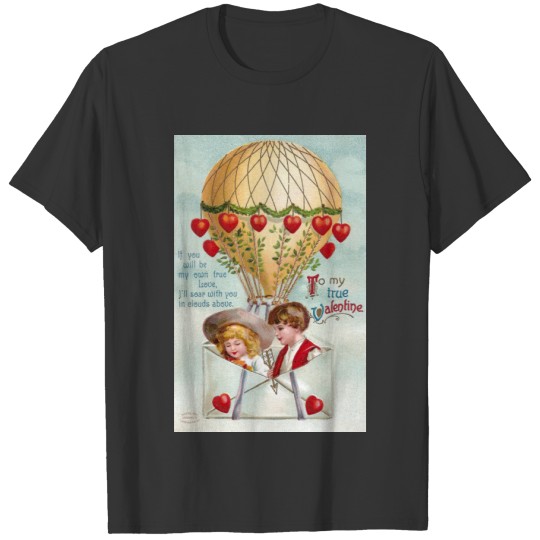 Hot Air Balloon Vintage Valentine T-shirt