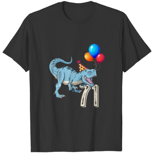 Dinosaur Balloon T Rex 71St Birthday Kid Boy T-shirt