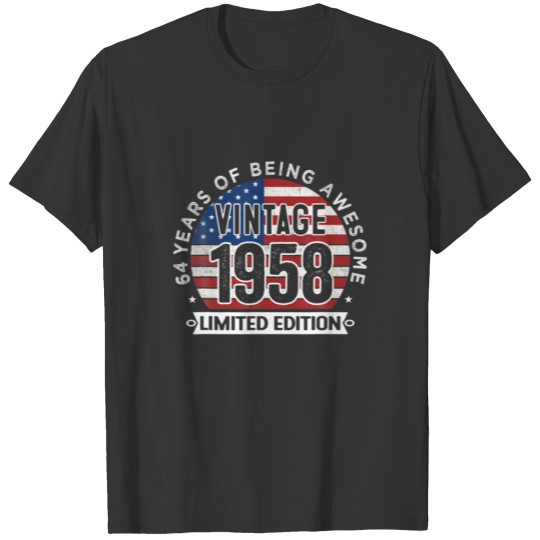 64Th Birthday Gifts Men Vintage 1958 64 Years Old T-shirt