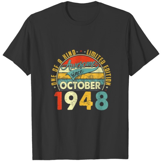 Born In October 1948 73Rd Birthday Gift Retro 73 Y T-shirt