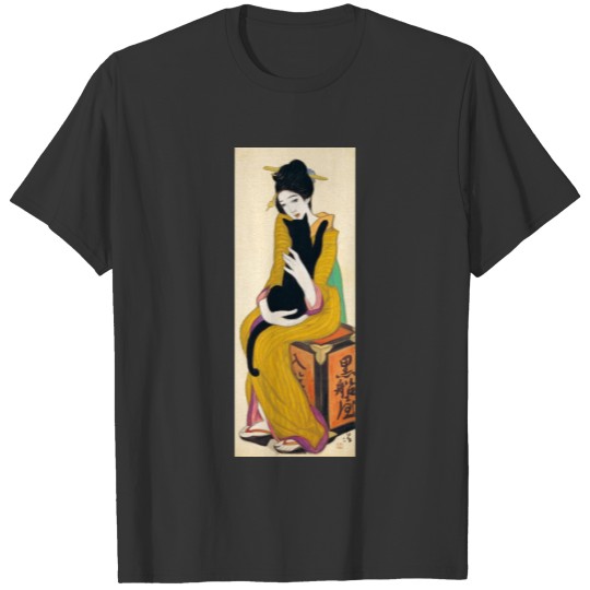 Woman with Black cat, Yumeji Takehisa T-shirt