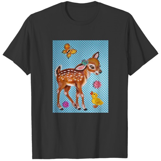 Shabby Chic Blue Fawn Design For Baby T-shirt