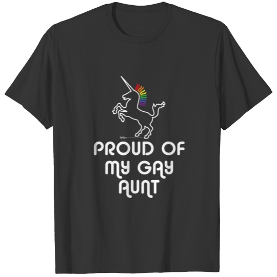 Proud Of My Gay Aunt Unicorn Gay Pride Word Design T-shirt