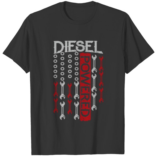 American Flag Wrench Diesel Powered Engine T-shirt