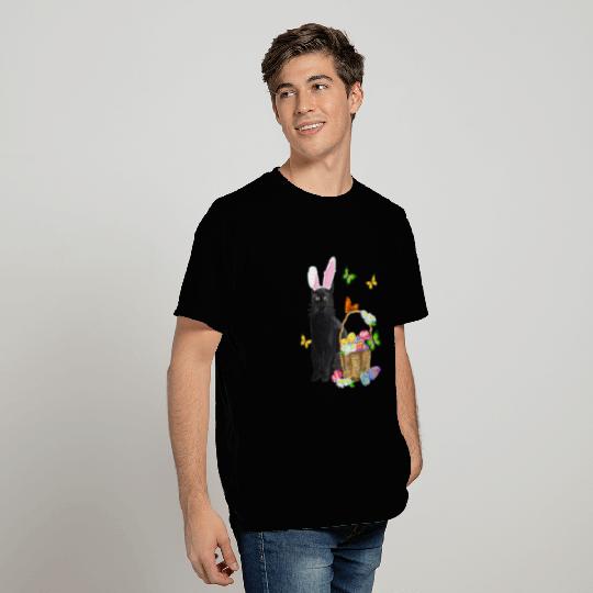 black cats Paws Bunny Hat Rabbit Easter Eggs Basket Egg Hunting T-Shirts